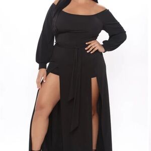 Elegant Black Off-Shoulder Dress (1X)